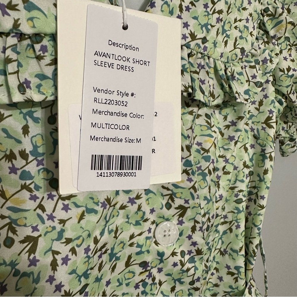 Avantlook Short Puff Sleeve Floral Mini Dress Statement Collar‎ Size Medium - Picture 7 of 12
